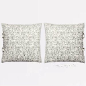Set of 2 Euro Decorative Border Cotton Slub Print Sham Teal/Green– Studio McGee